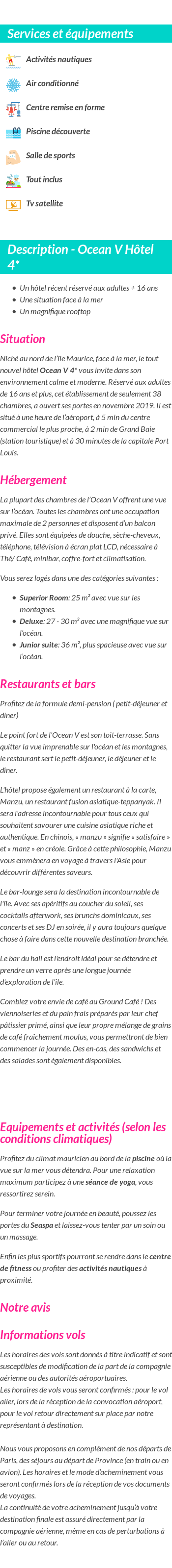 Détails du séjour