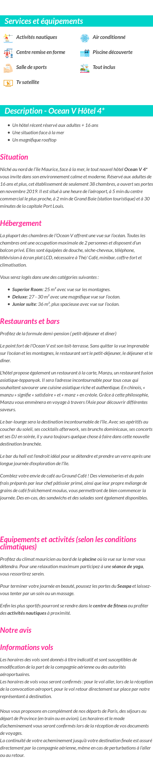 Détails du séjour