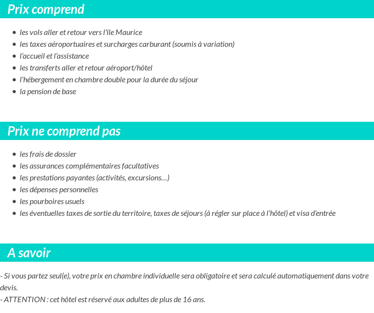 Conditions tarifaires