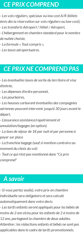 Conditions tarifaires