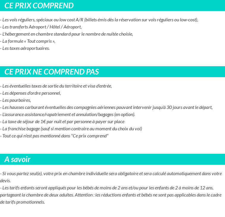 Conditions tarifaires