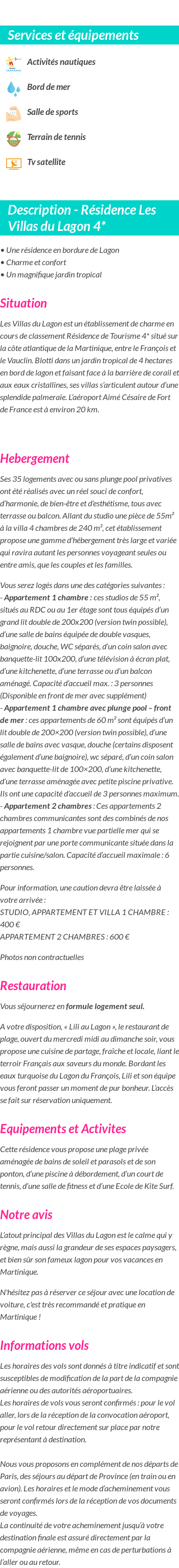 Détails du séjour