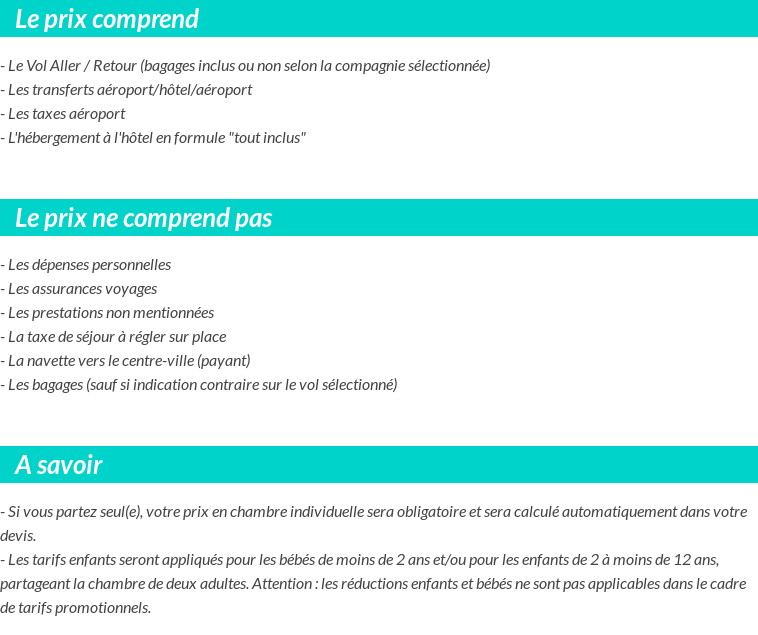 Conditions tarifaires