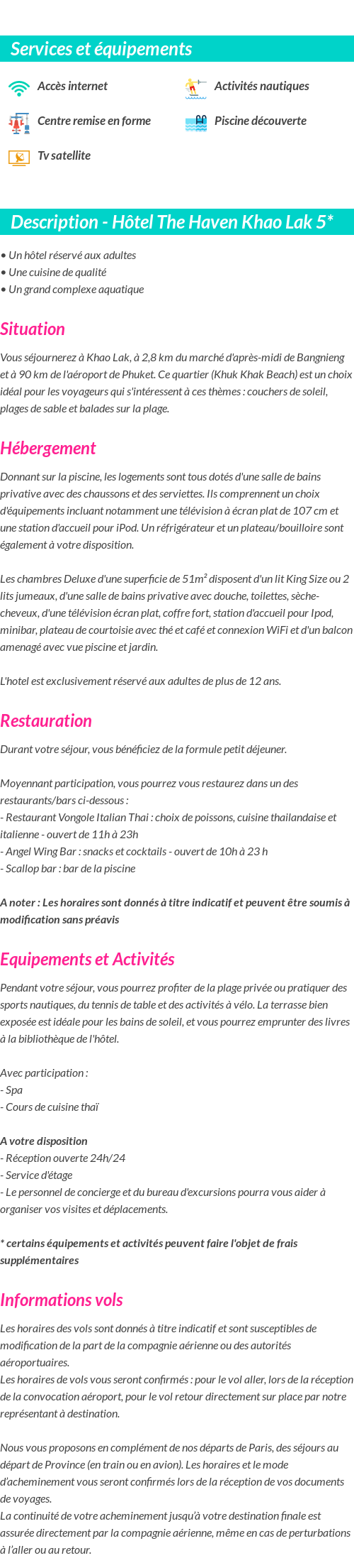 Détails du séjour