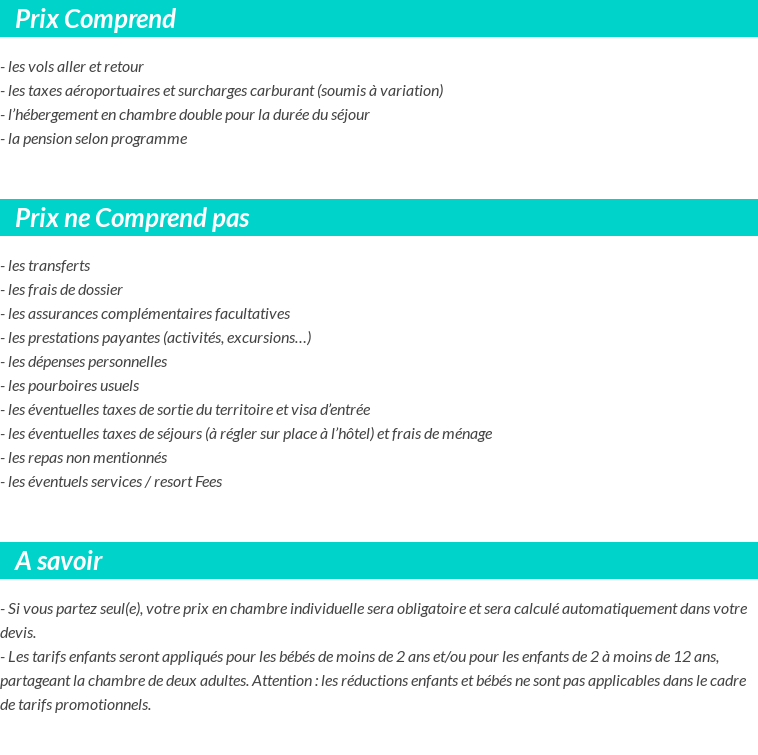 Conditions tarifaires