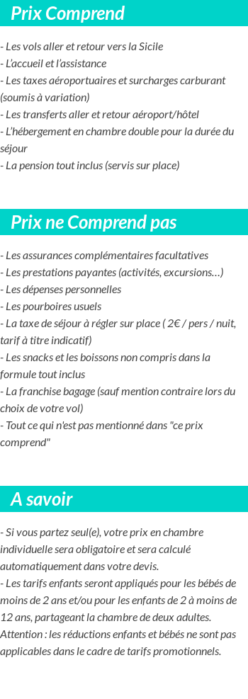 Conditions tarifaires