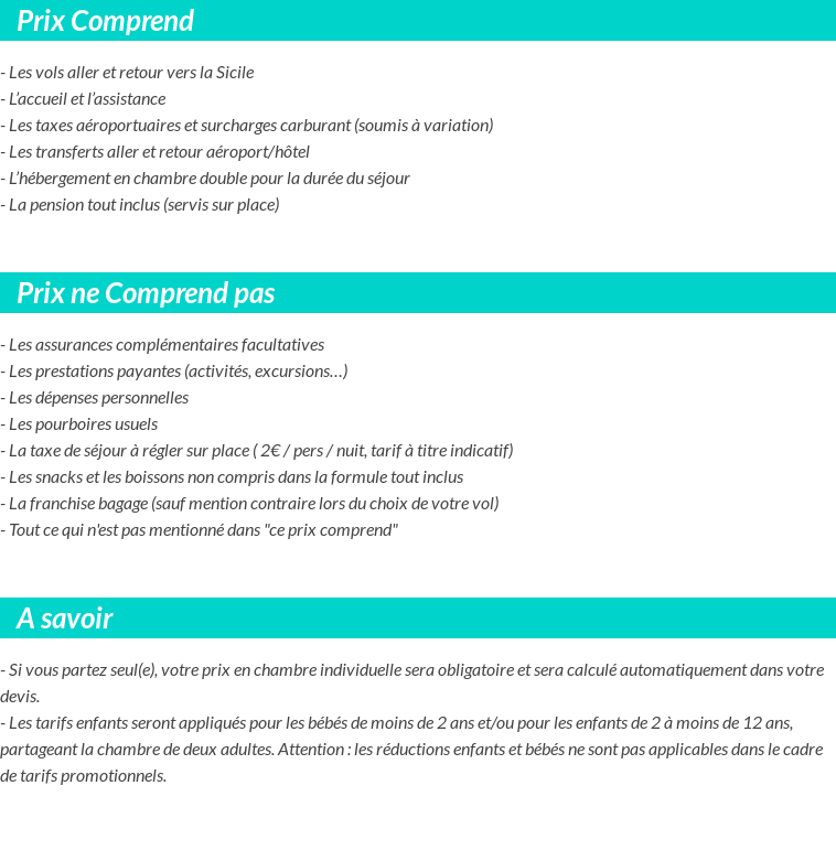 Conditions tarifaires