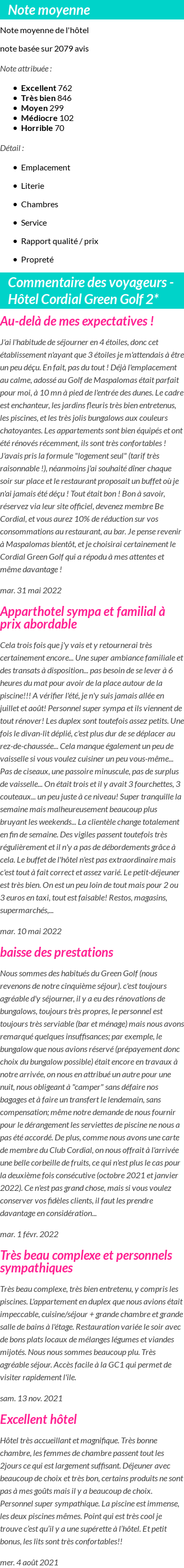 Avis clients