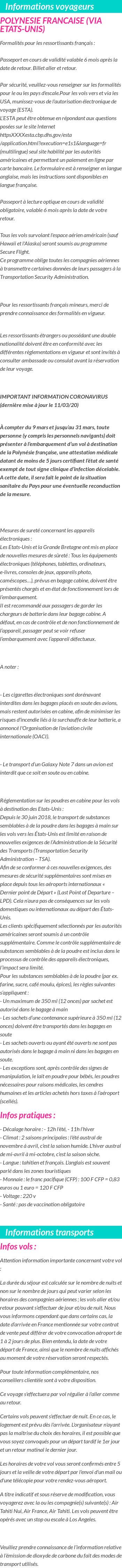 Formalités et infos voyageurs