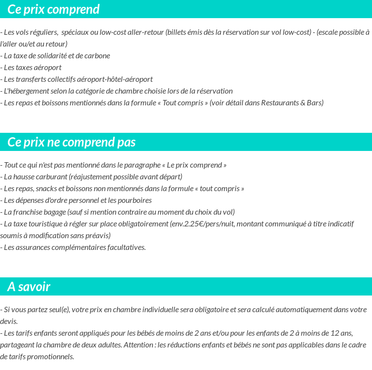 Conditions tarifaires