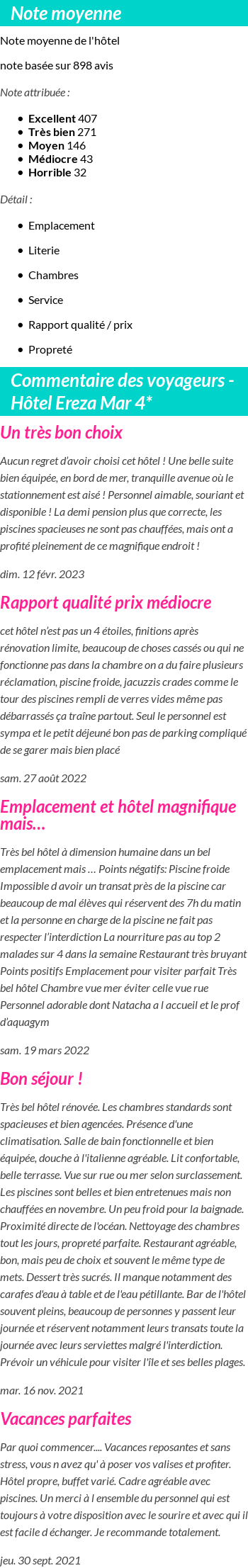 Avis clients