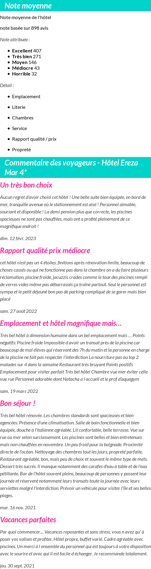 Avis clients