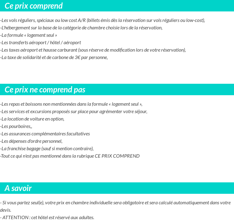 Conditions tarifaires