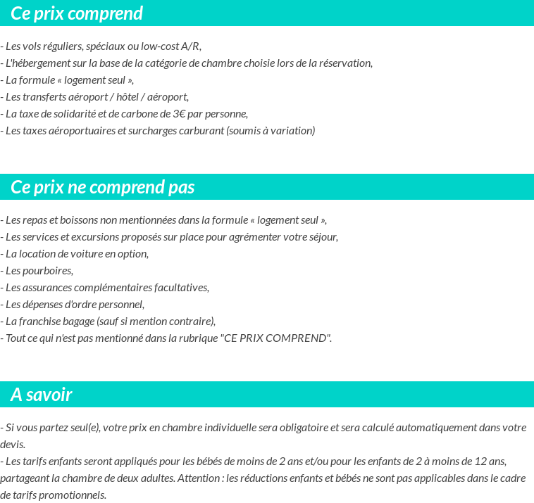 Conditions tarifaires