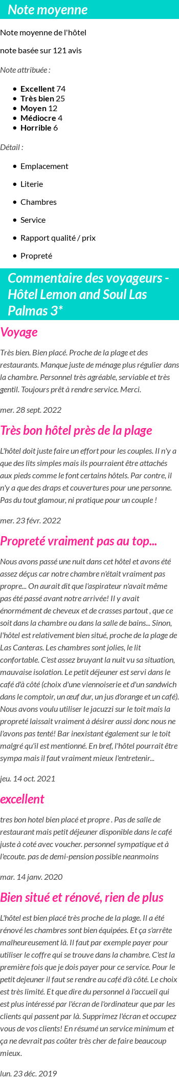 Avis clients