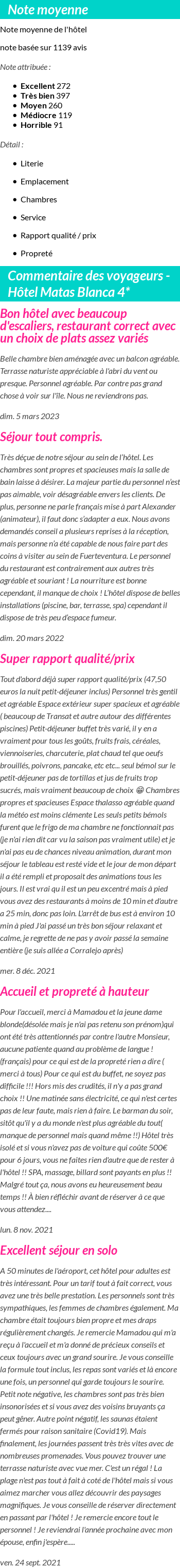 Avis clients