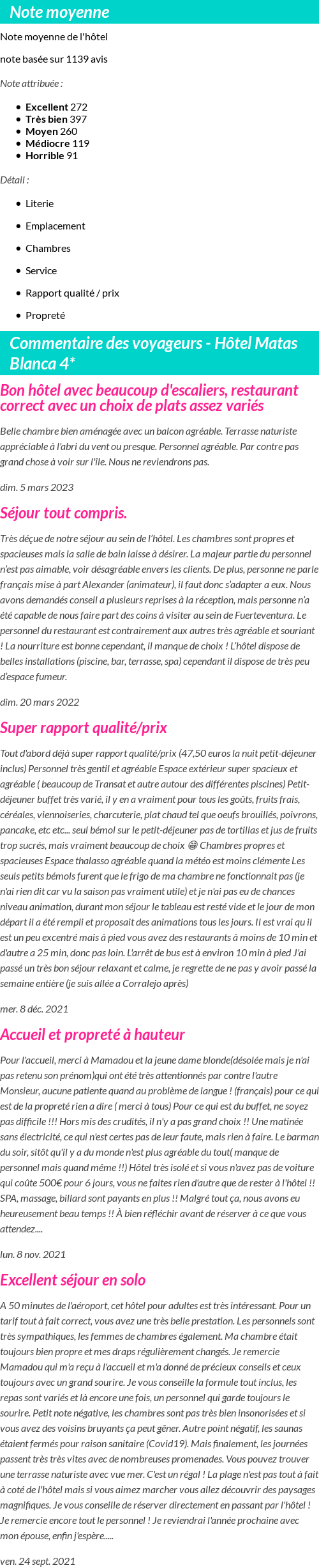 Avis clients