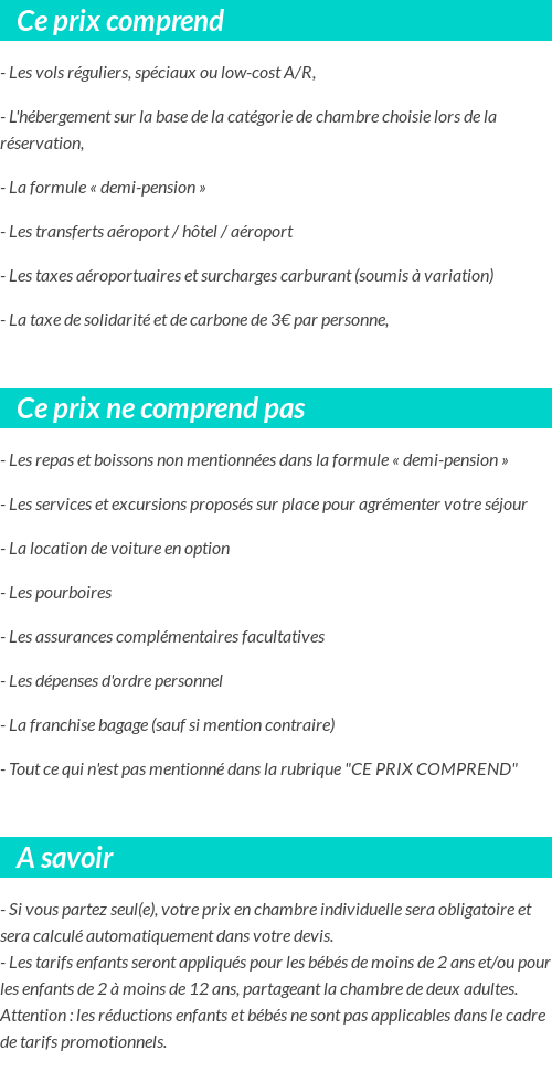 Conditions tarifaires