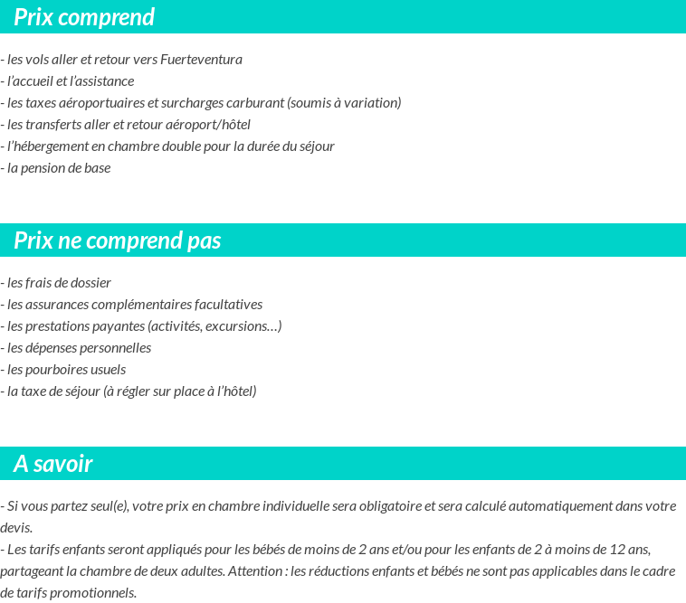 Conditions tarifaires