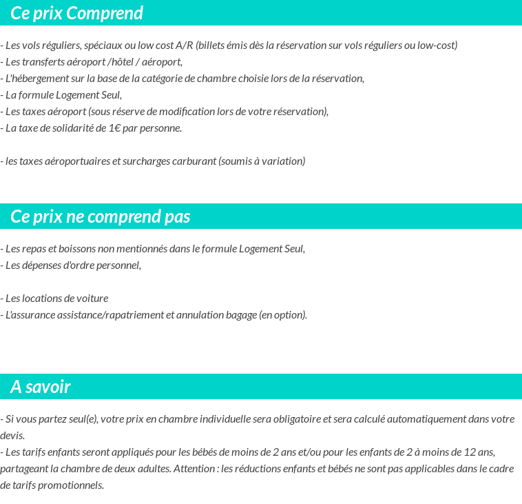 Conditions tarifaires