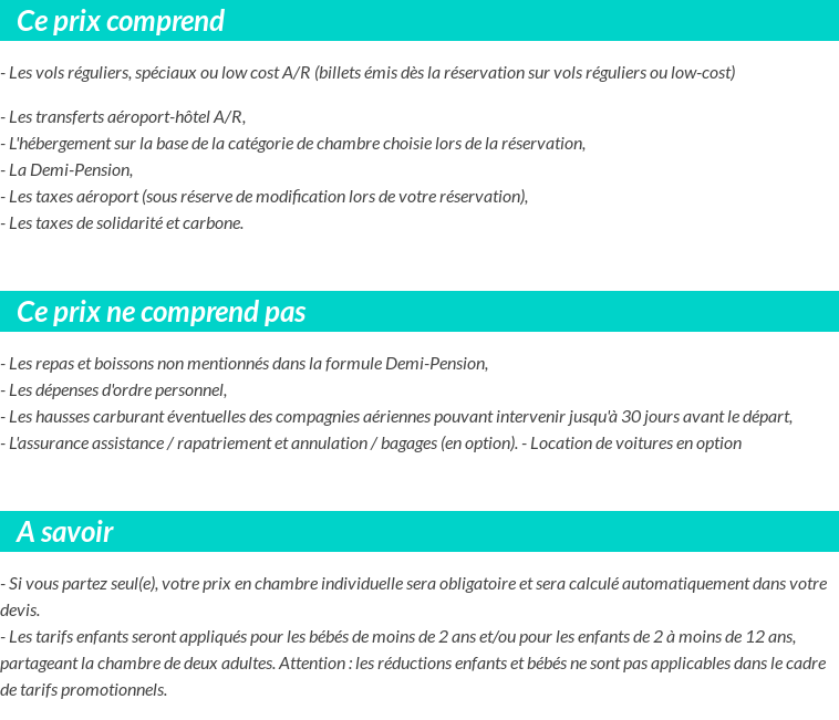 Conditions tarifaires