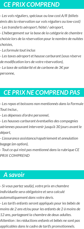 Conditions tarifaires