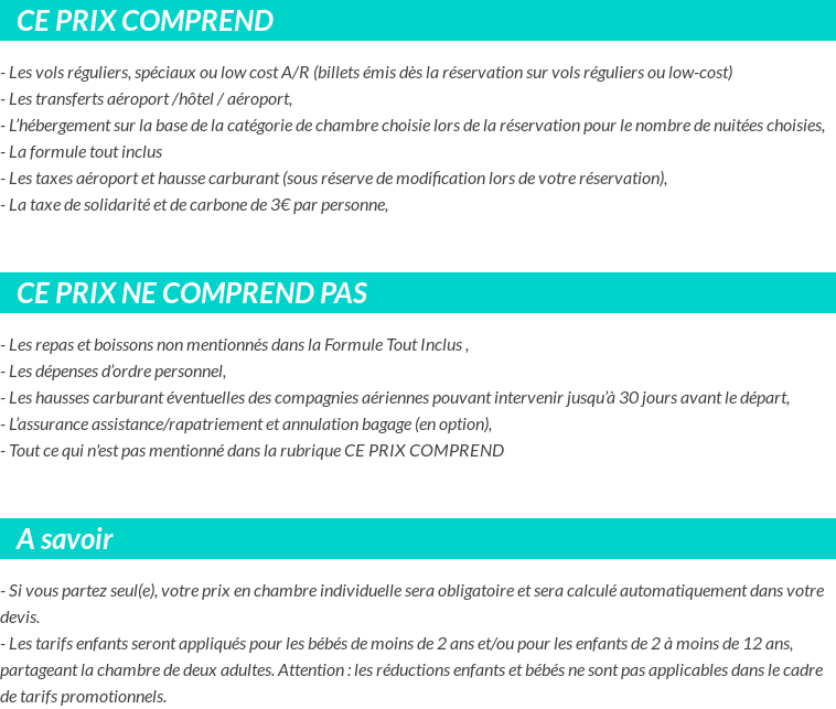 Conditions tarifaires