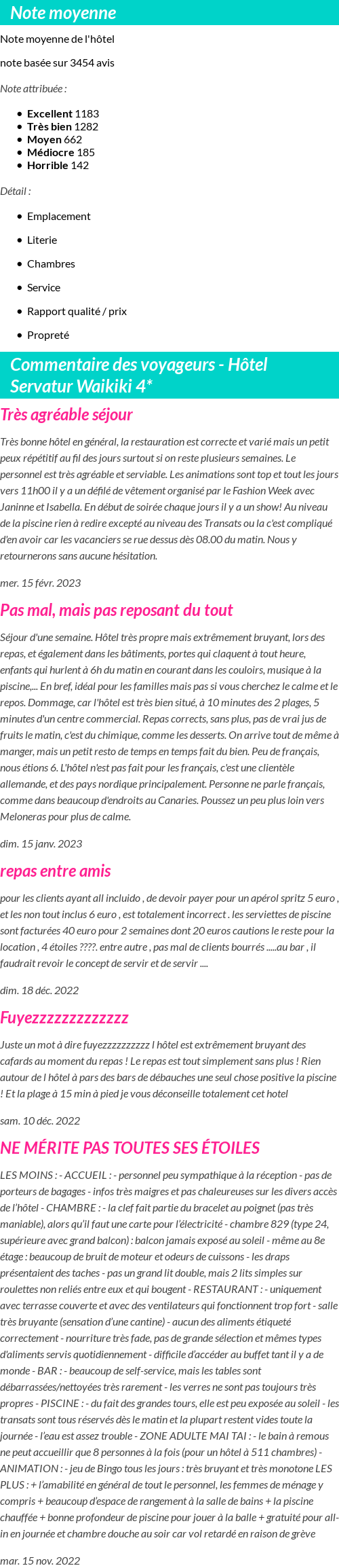 Avis clients
