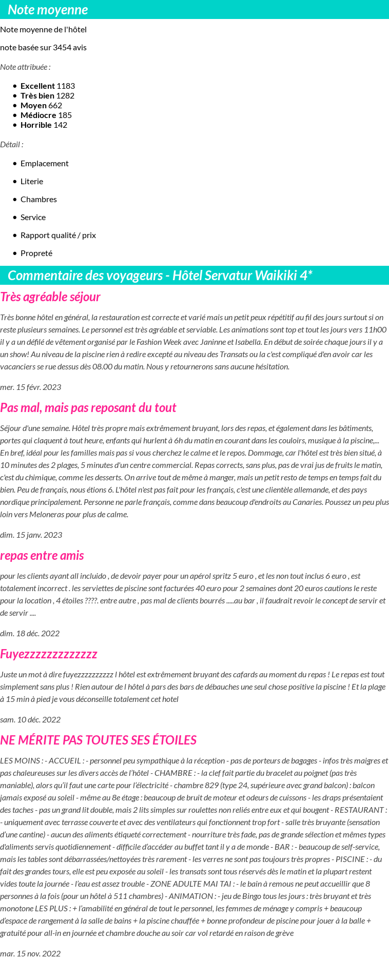 Avis clients