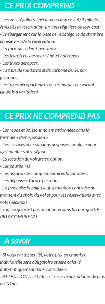 Conditions tarifaires