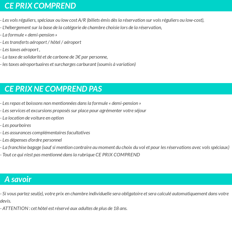 Conditions tarifaires