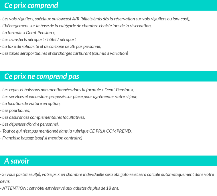 Conditions tarifaires