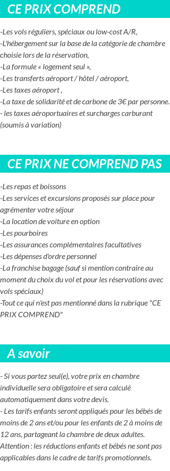 Conditions tarifaires