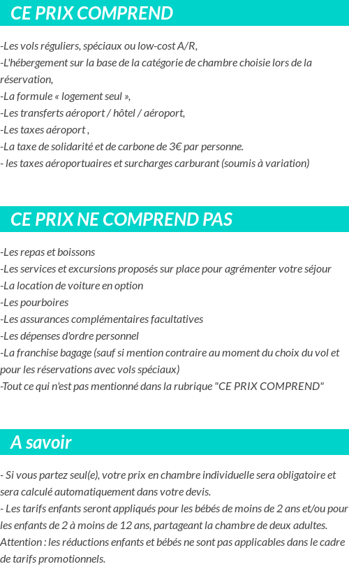 Conditions tarifaires