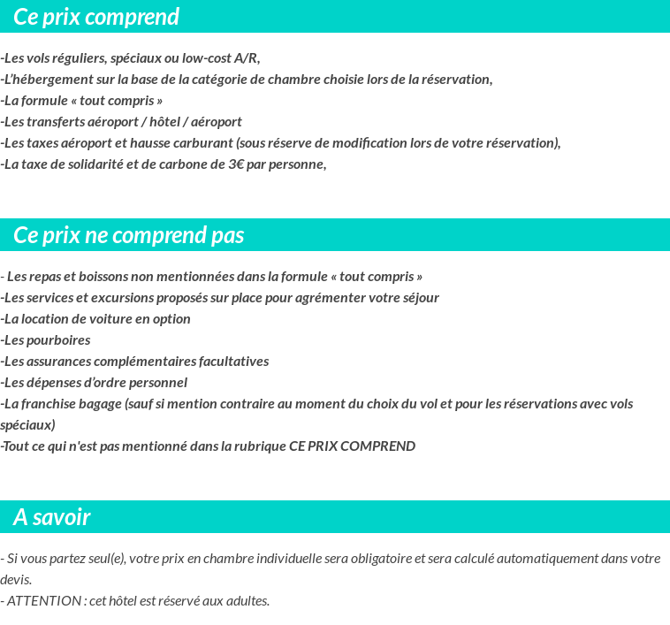 Conditions tarifaires