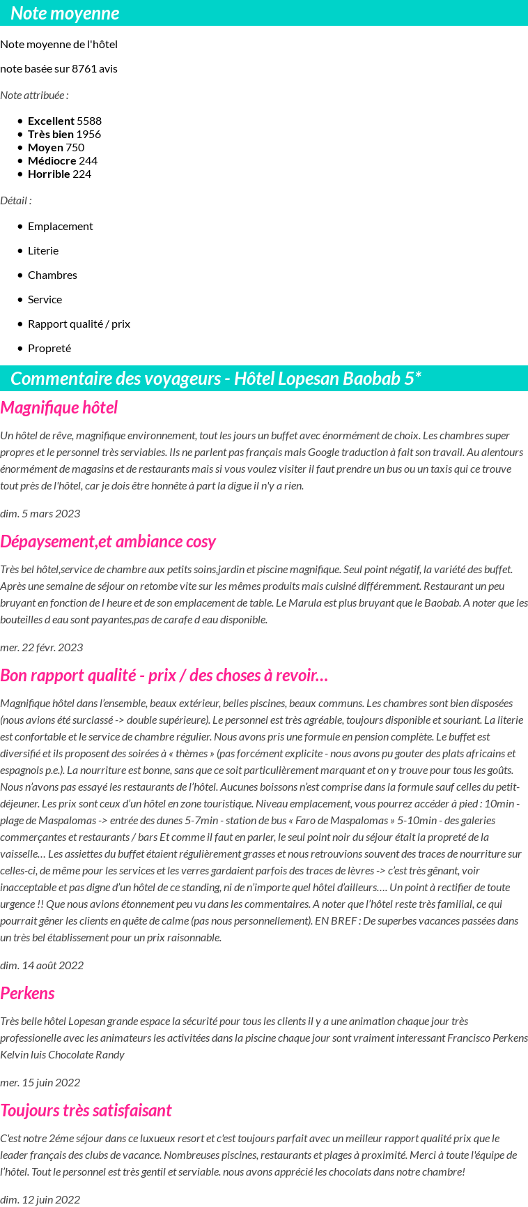 Avis clients