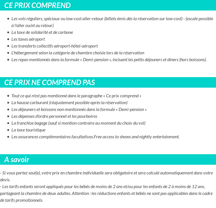 Conditions tarifaires