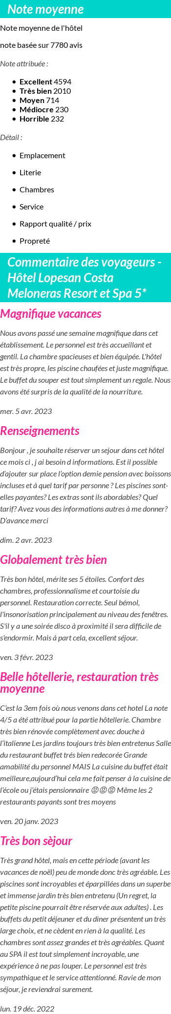 Avis clients