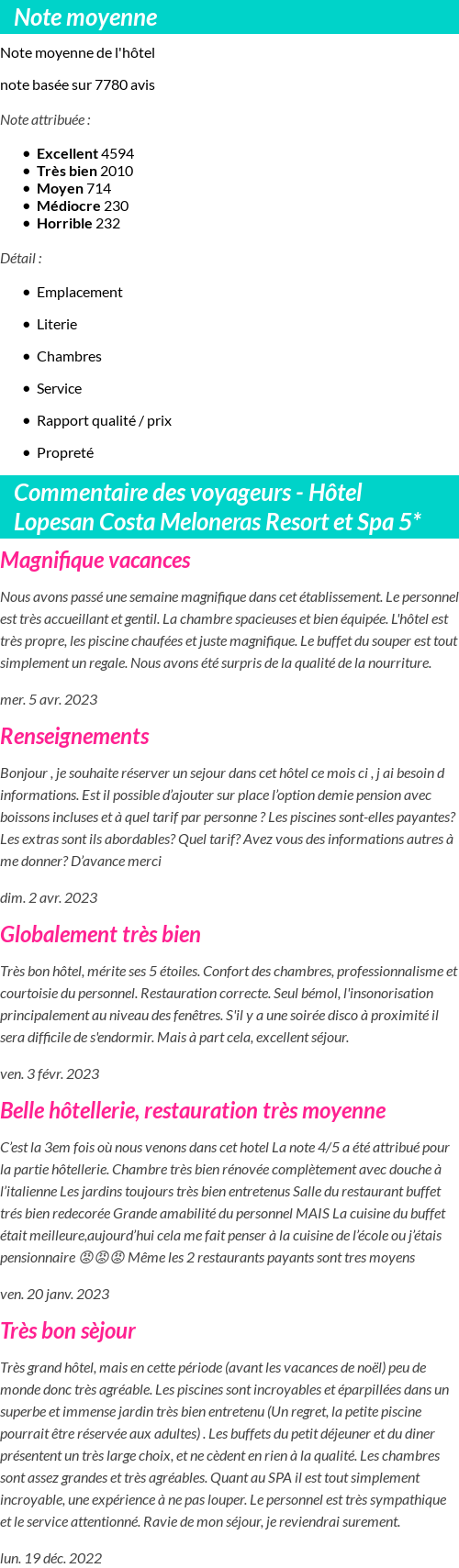 Avis clients