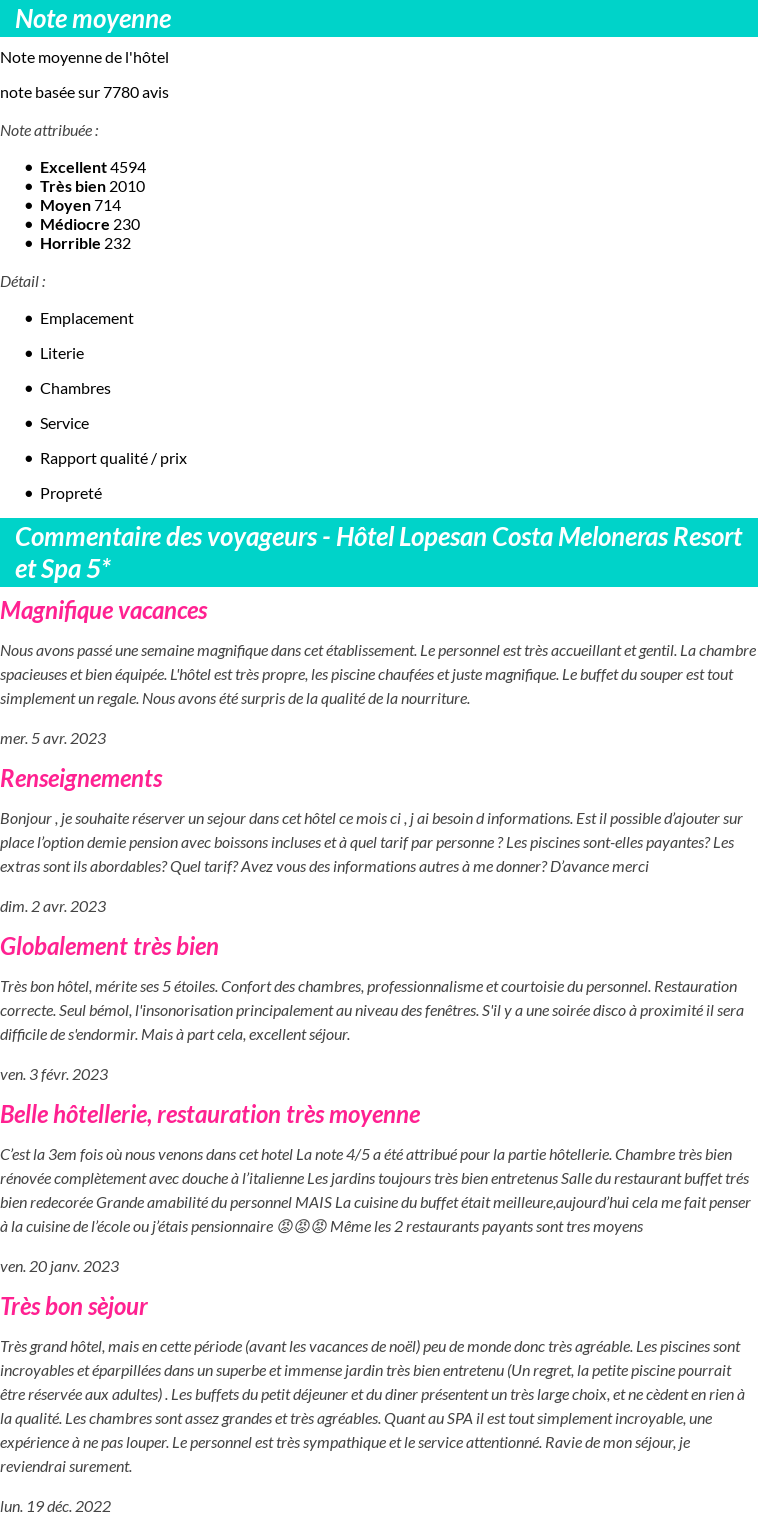 Avis clients