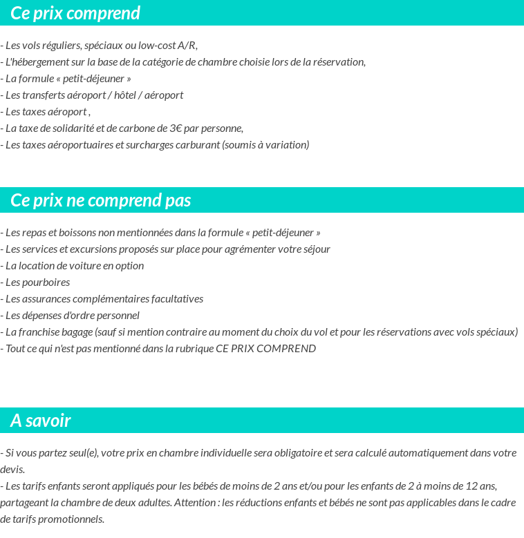 Conditions tarifaires