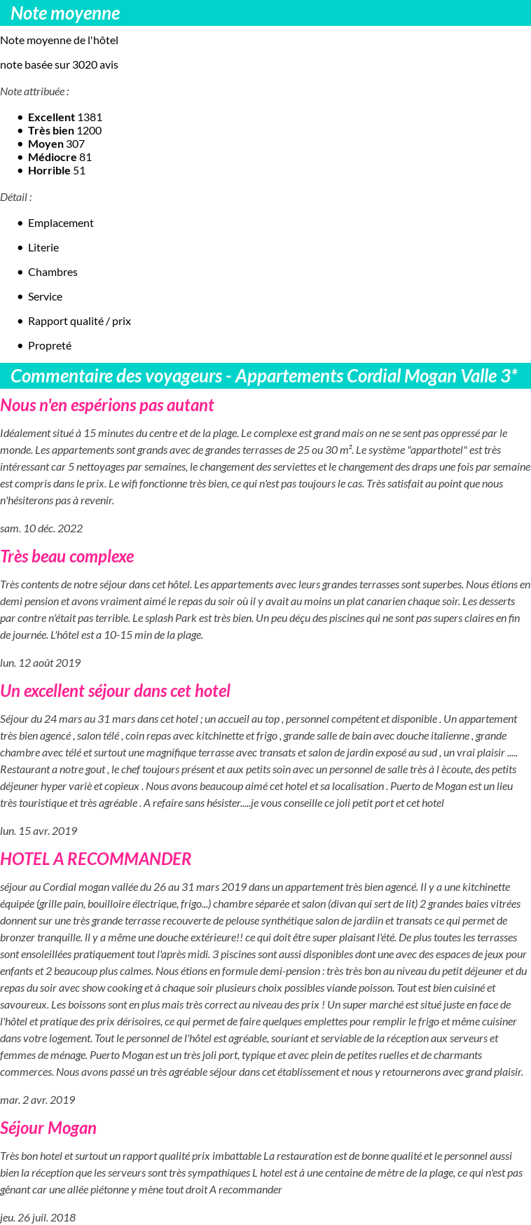 Avis clients