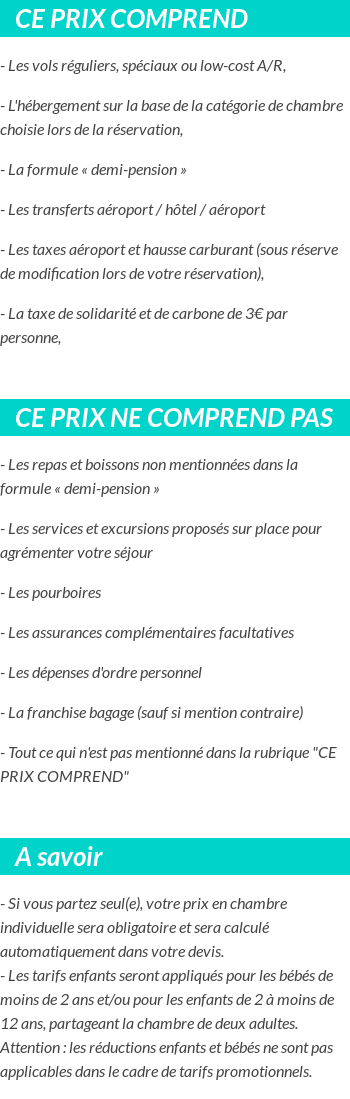 Conditions tarifaires