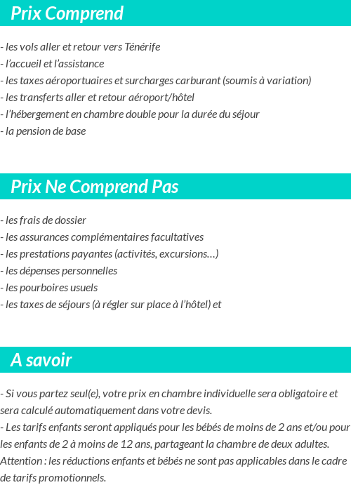 Conditions tarifaires