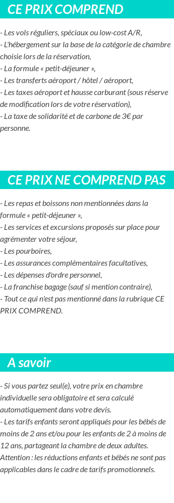 Conditions tarifaires