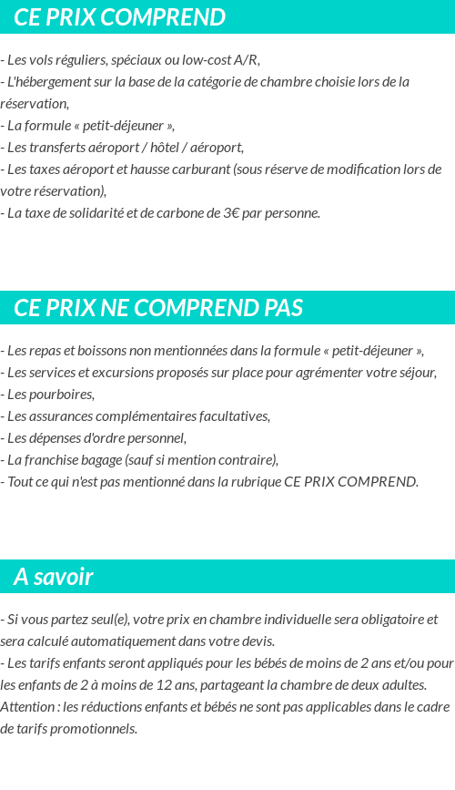 Conditions tarifaires