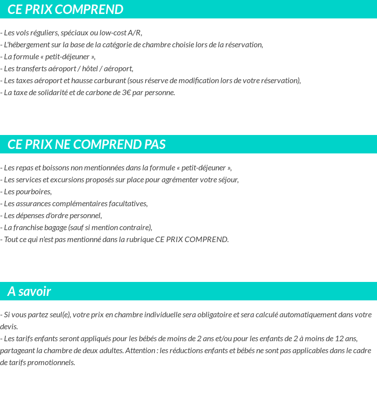 Conditions tarifaires