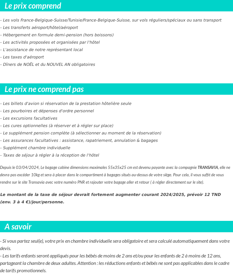 Conditions tarifaires