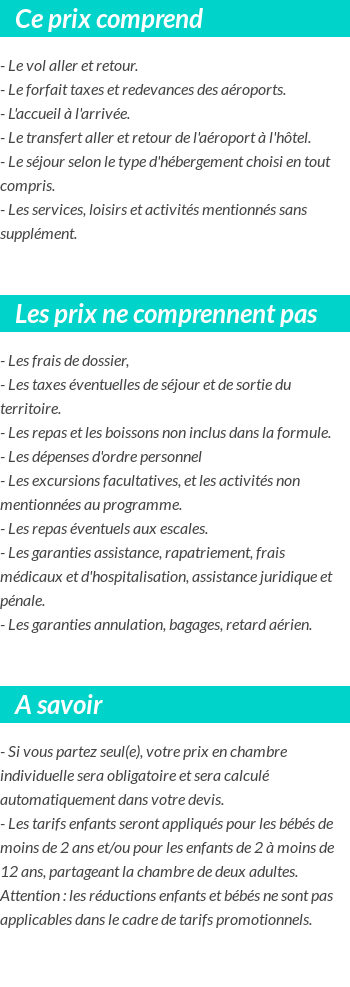 Conditions tarifaires