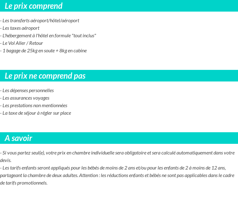 Conditions tarifaires
